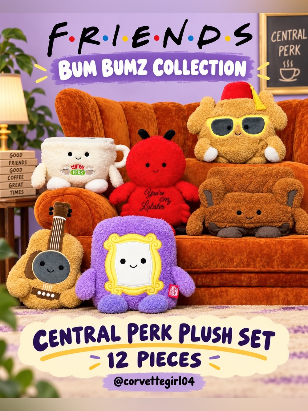 Whole Set-BumBumz Friends Central Perk Plush 12 pieces 🤗